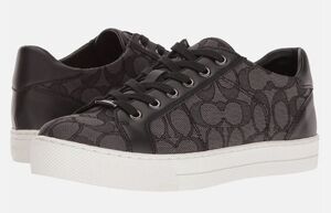 Coach Monogram Sneakers Black Low Top Size 8 Chic Y2K Luxe Must